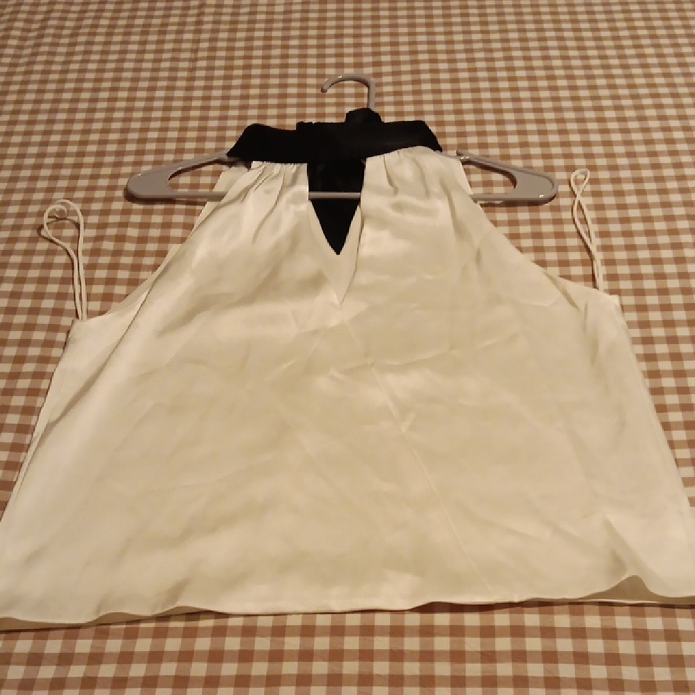 Alice + Olivia White Top with Black Trim
